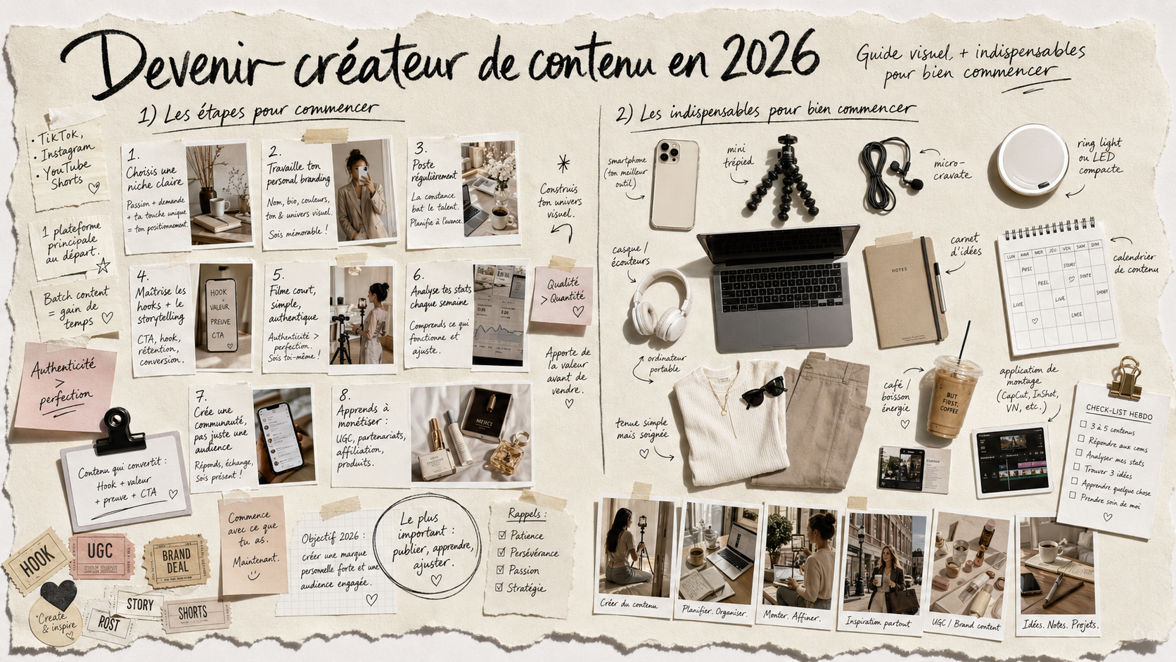 Guide visuel pour devenir creatrice de contenu